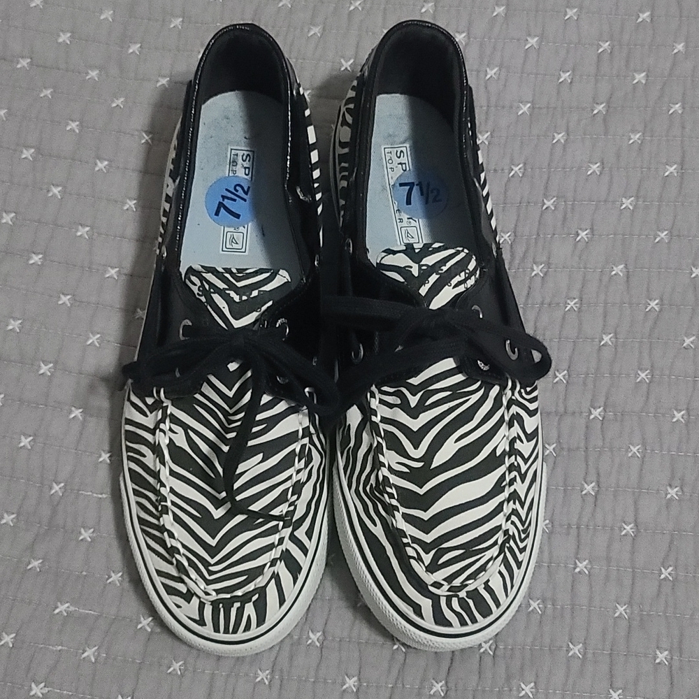 Sperry Zebra Print Top-siders Slip-on Women's Shoes Size 7.5 M